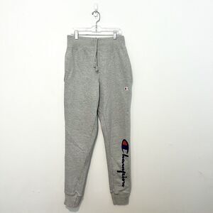 Champion Reverse Weave Jogger Sweatpants Grey Gray Spellout Leg Mens Small S